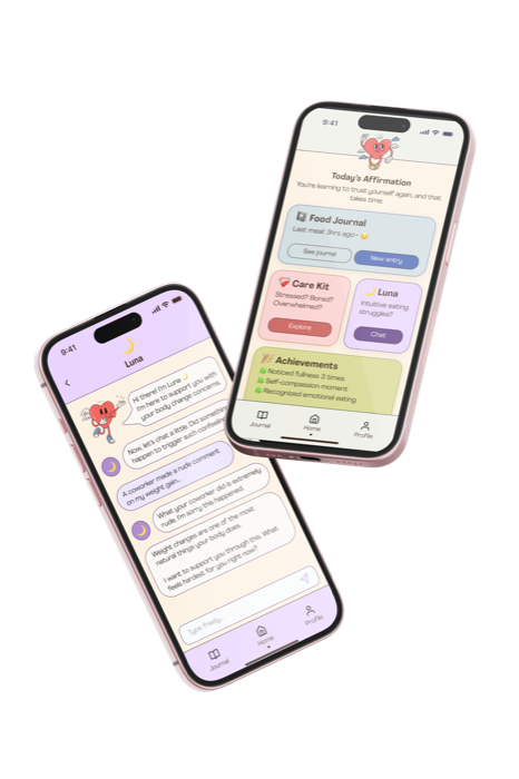 Intueative app shown on two phone mockups